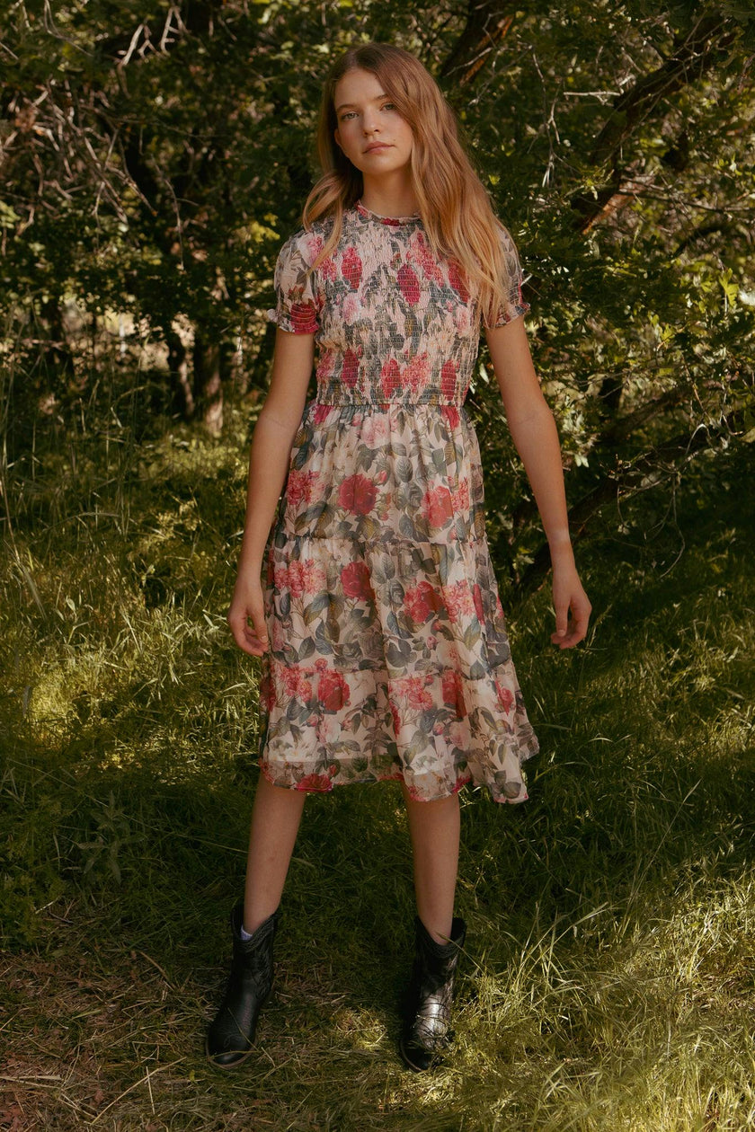 Mini Cordelia Dress in Pink Bloom