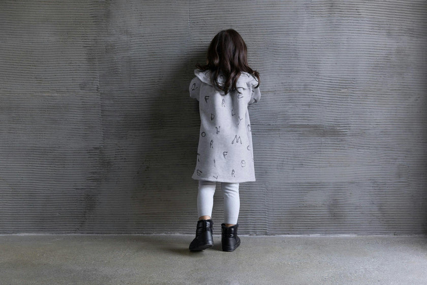 Girls Terry Dress With Ruffled Yolk