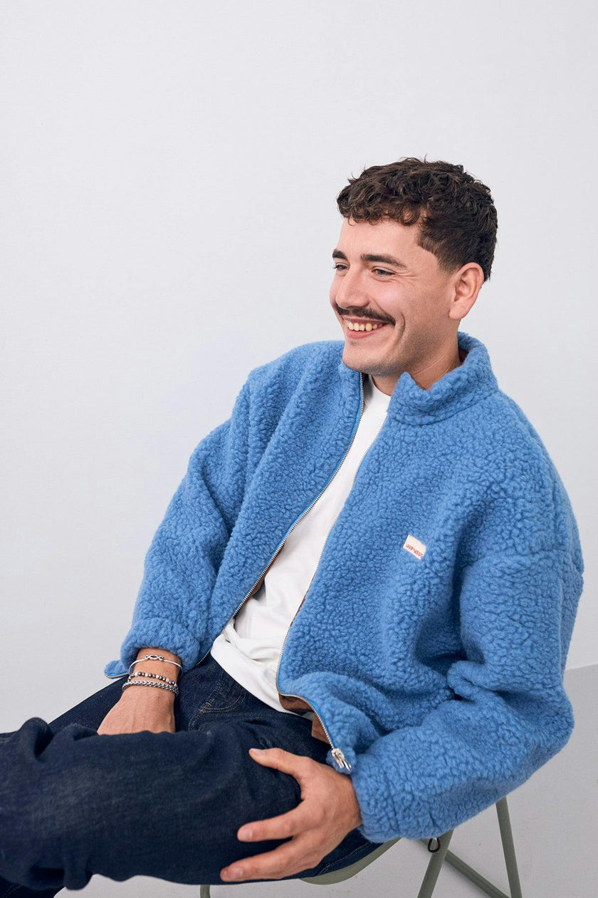 adult wool bomber jacket - ice blue