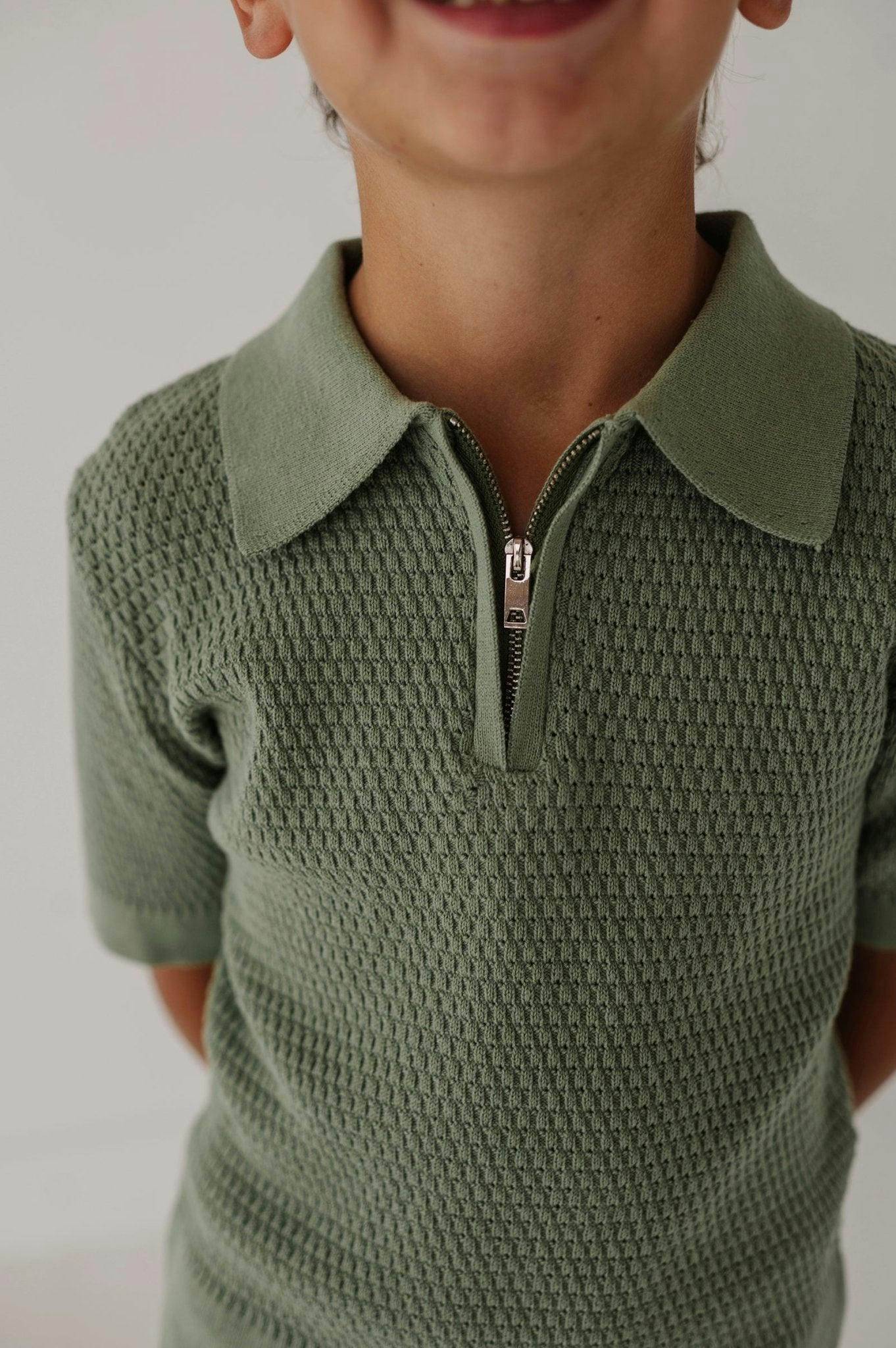 Boys Sweater Top in Aloe
