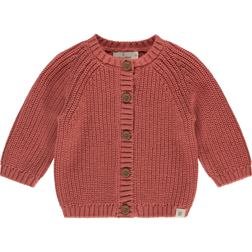 Knit Round Neck Button-Up Cardigan