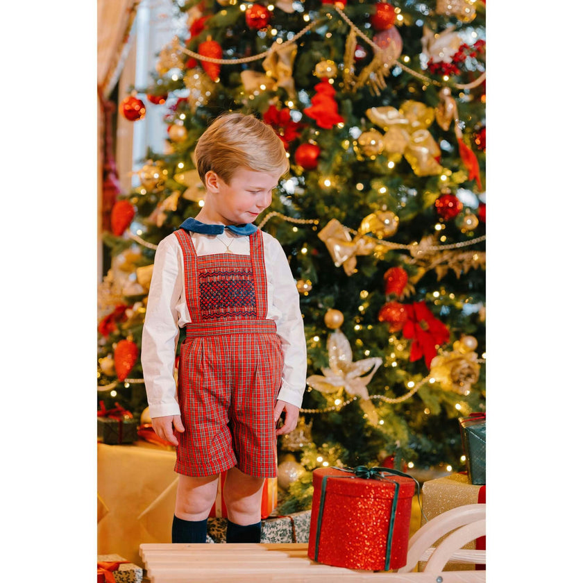 George Navy Tartan Boy Dungaree & Shirt