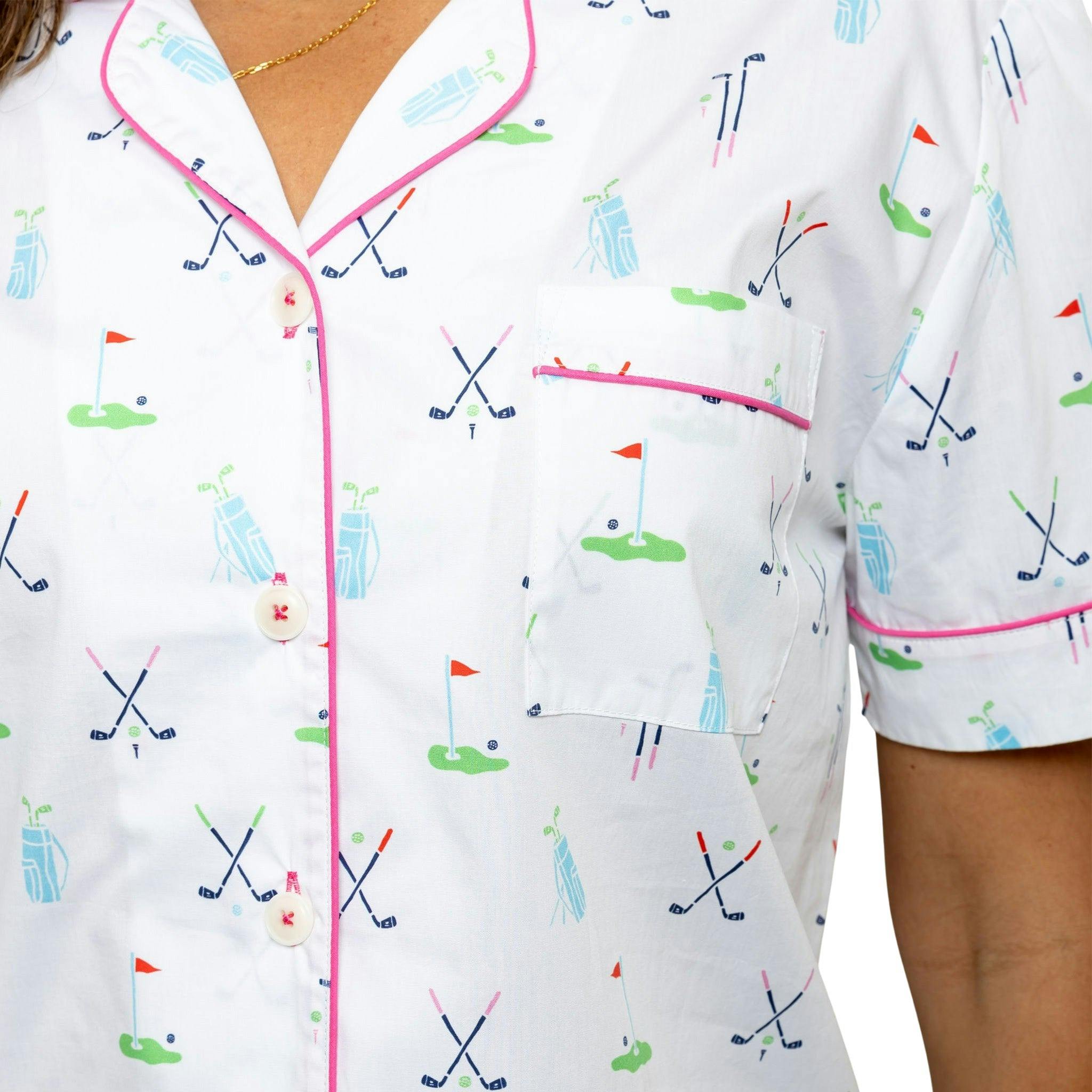 Women's Golf Short PJ Set - Organic Cotton Poplin