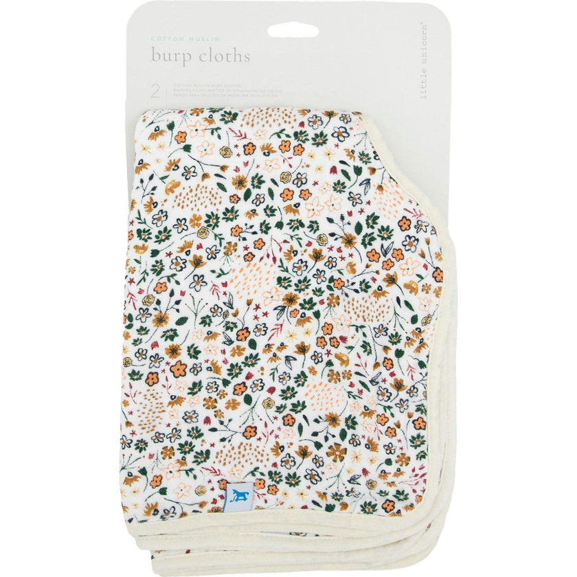 Cotton Muslin Burp Cloth 2 Pack - Pressed Petals