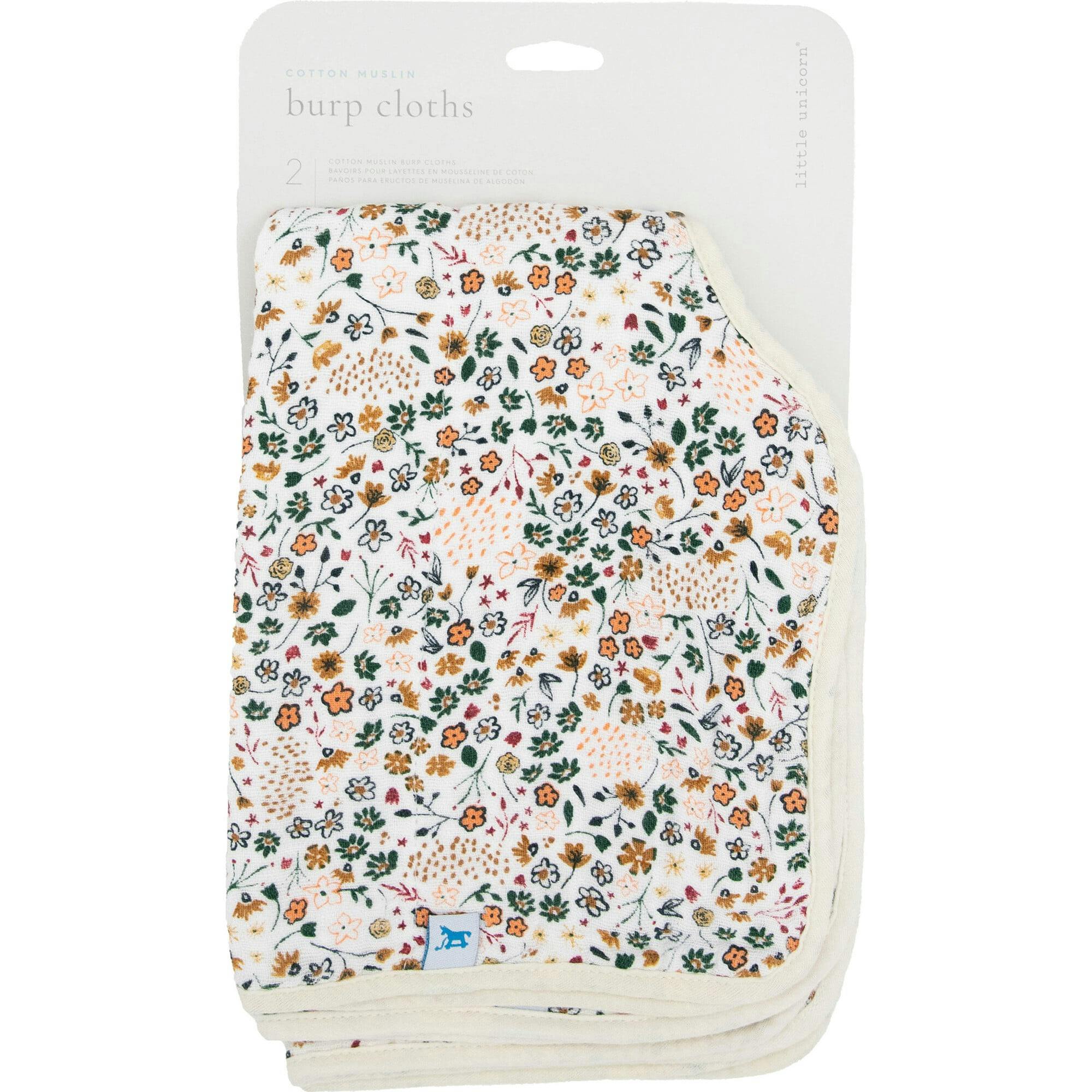 Cotton Muslin Burp Cloth 2 Pack - Pressed Petals
