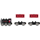 Hape: Steam-Era Freight Train&nbsp;- Red & Black - 3pc Wooden Locomotive Toy