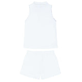 girls shell white french terry tennis tank top and short set