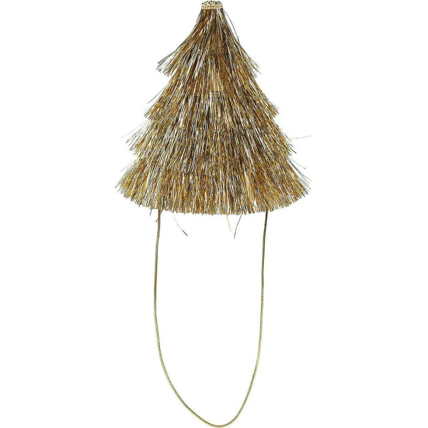 Packed Party Golden Girl Mini Gold Fringe Party Hats Set of 4 - Metallic Gold Fringe Mini Hats with Elastic Strap for Birthdays and Celebrations, One Size