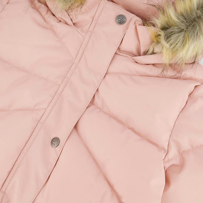 Long Winter Puffer Coat Pale Dusty Pink