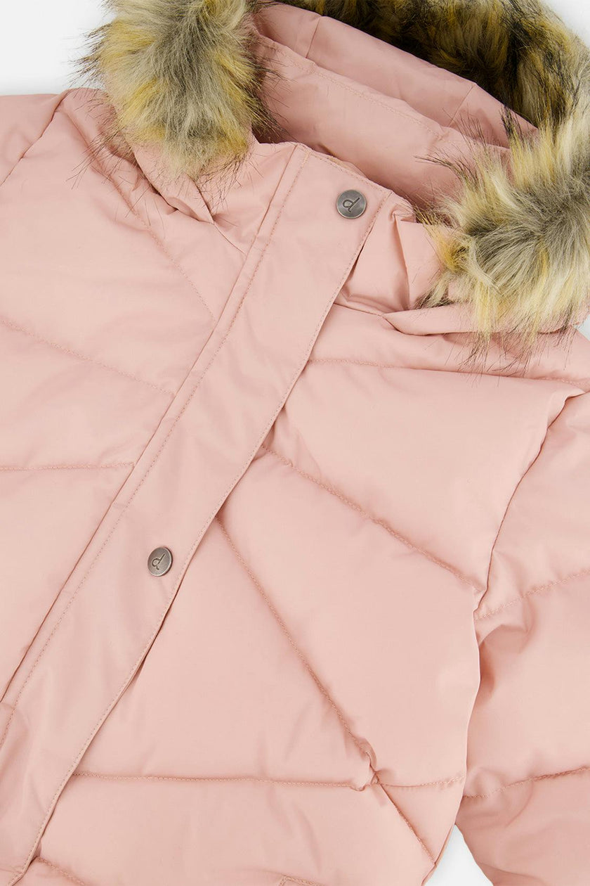 Long Winter Puffer Coat Pale Dusty Pink