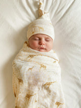 Bamboo Muslin Swaddle Blanket & Topknot Set - Into the Wild