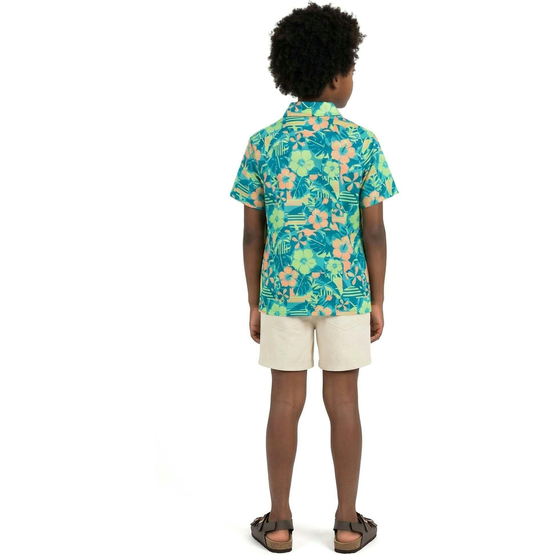 Big Kid Boys Short Sleeve Polo | Sunset Tropics