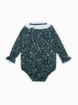 Navy & Green Floral Odisea Baby Girl Romper