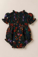 Baby Cordelia Romper in Evergreen Vivid Meadow
