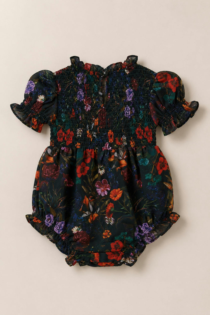 Baby Cordelia Romper in Evergreen Vivid Meadow
