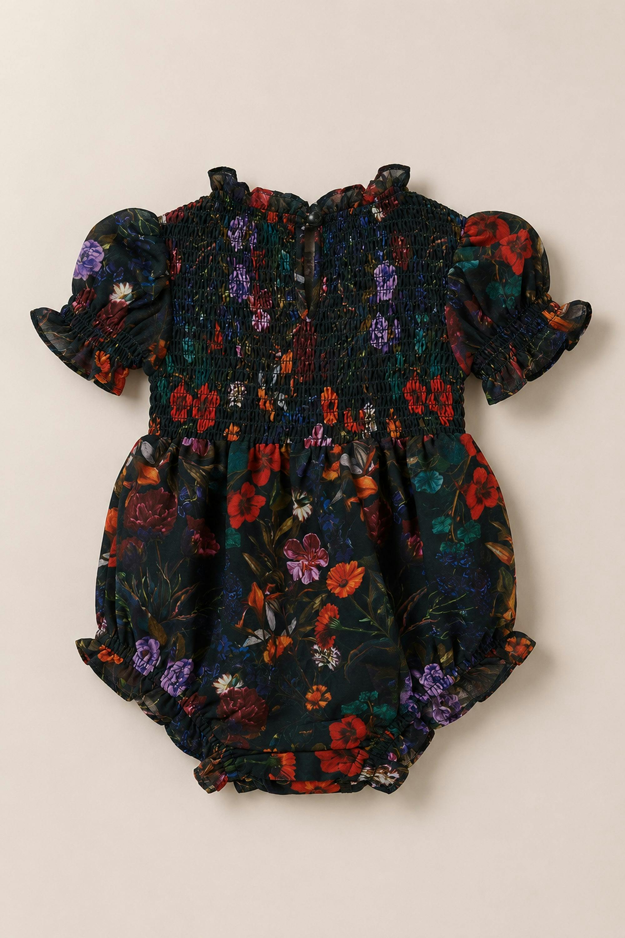 Baby Cordelia Romper in Evergreen Vivid Meadow