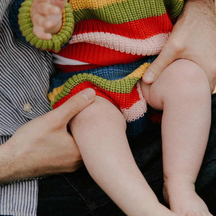Canela Baby Jumper Tulip Red Multicolor Stripes