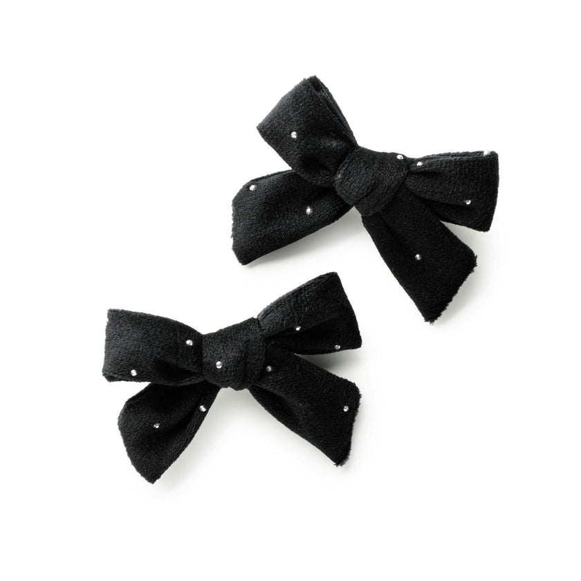 Halo Luxe Vivienne Studded Velvet Double Clip Set - Black