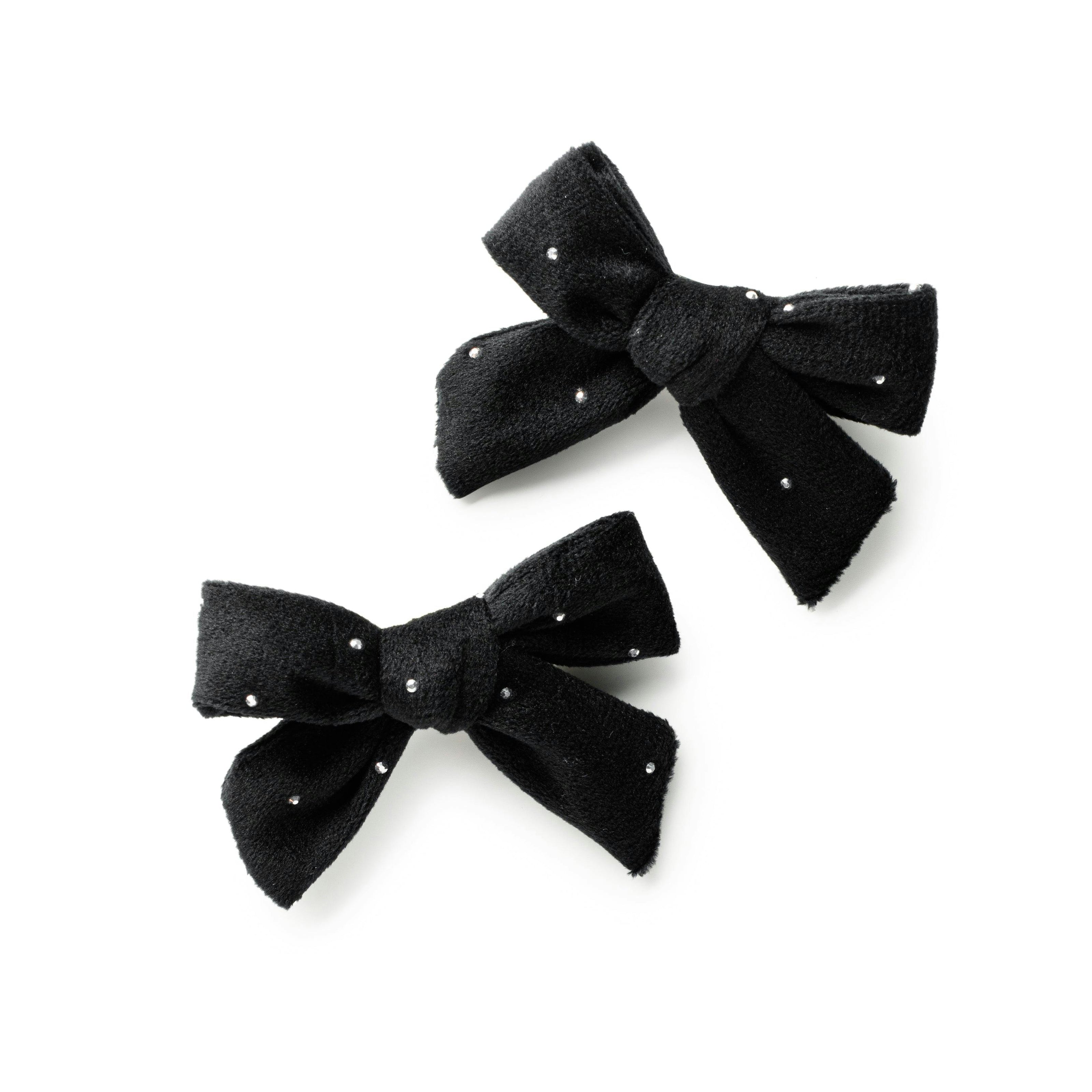 Halo Luxe Vivienne Studded Velvet Double Clip Set - Black