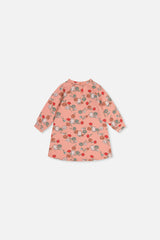 Baby French Terry Dress Pink Cat Print