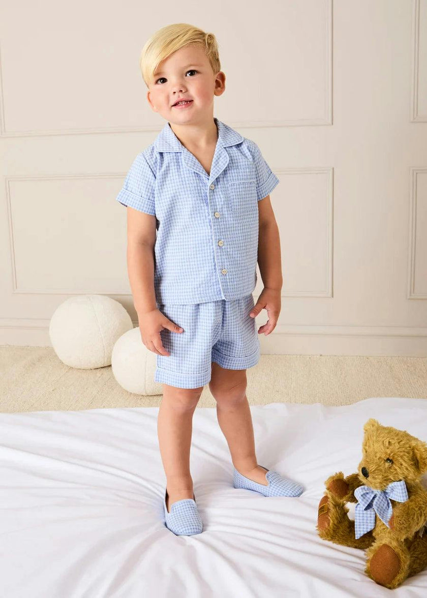 Beauchamp Gingham Short Pyjamas in Blue (18mths- 10yrs)