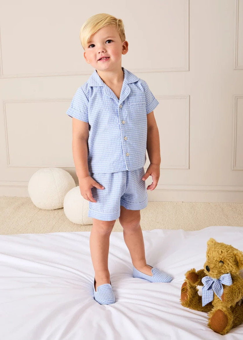 Beauchamp Gingham Slippers in Blue (24-35EU)