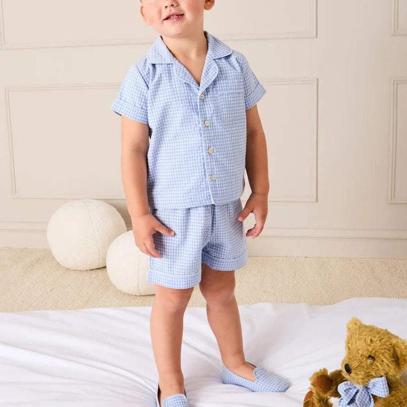 Beauchamp Gingham Short Pyjamas in Blue (18mths- 10yrs)