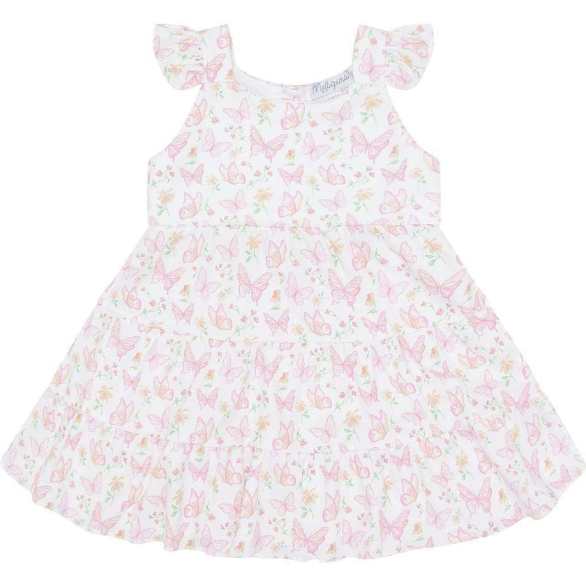 Butterflies Print Ruffle Dress
