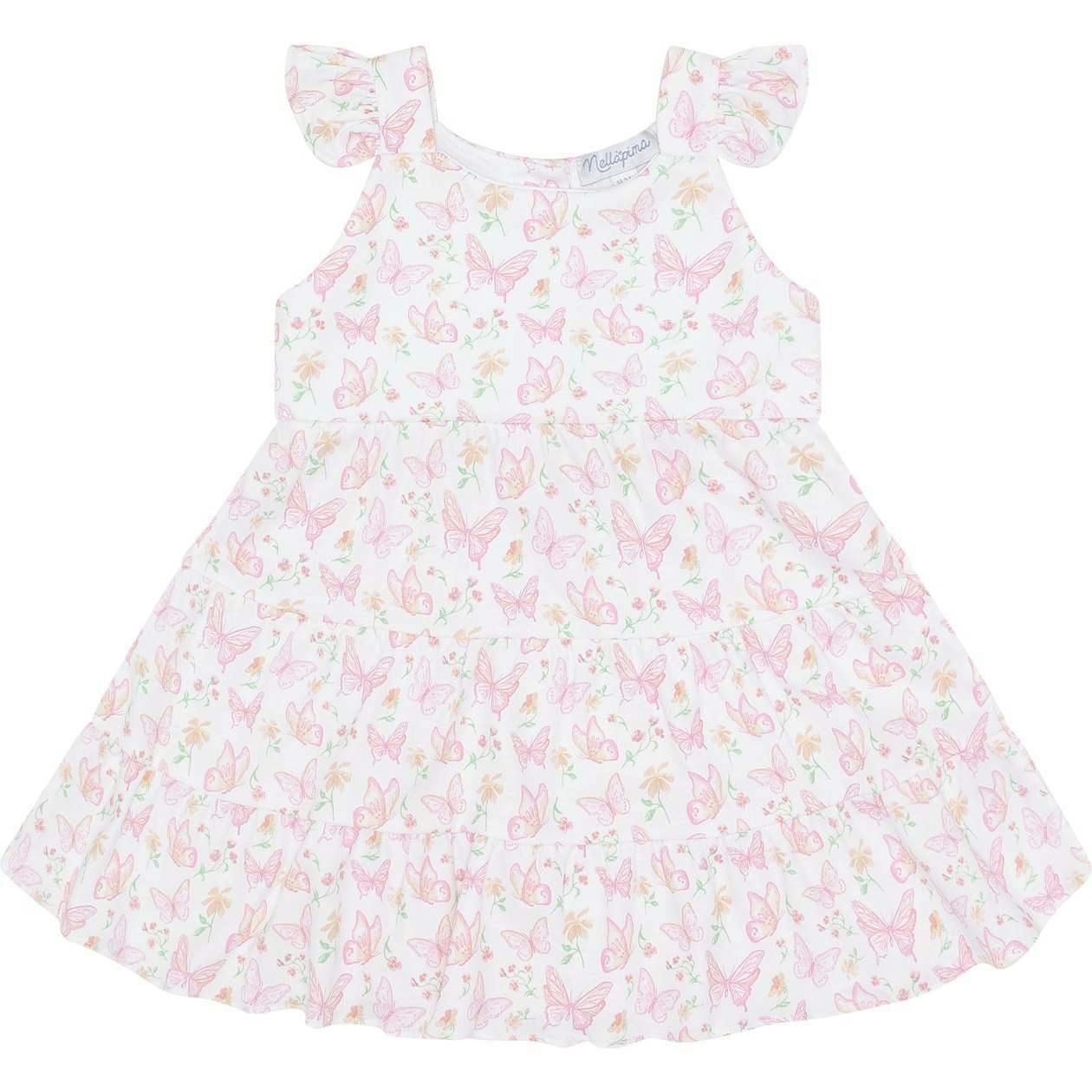 Butterflies Print Ruffle Dress