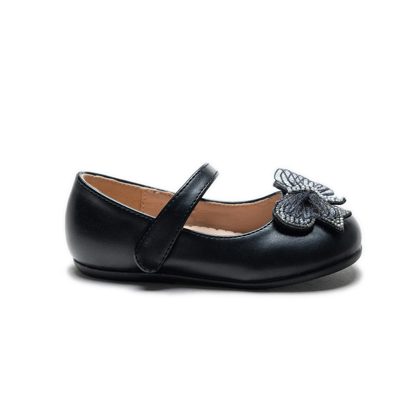 Black Charlotte Ribbon Flats