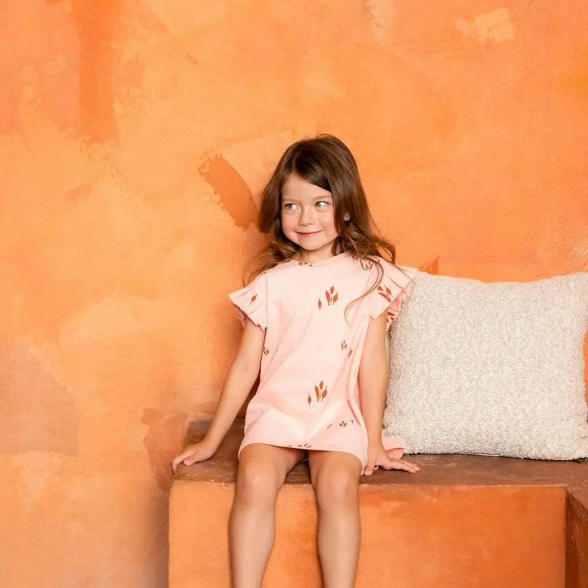 Girls Jersey Box Pleated Sleeve Dress
