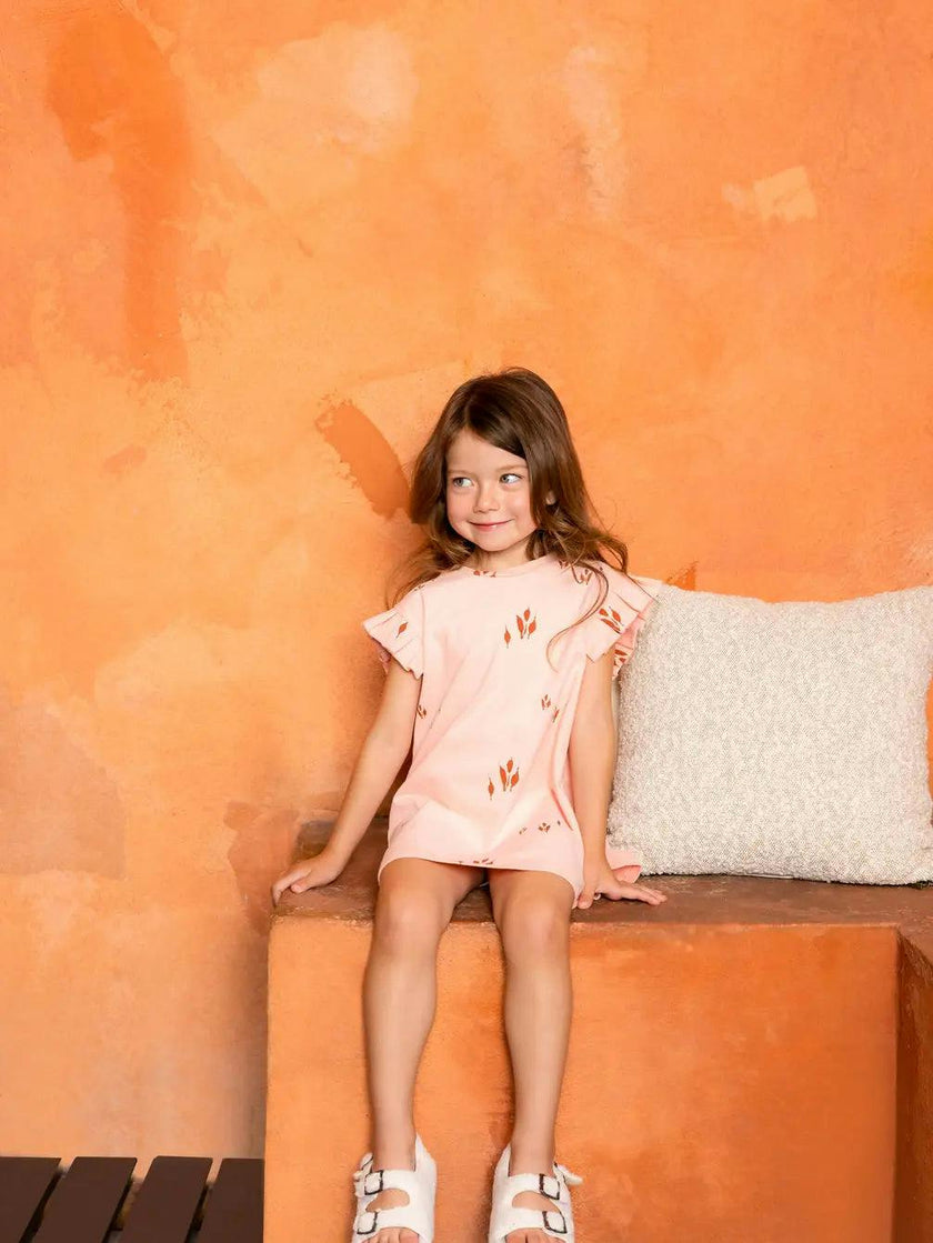 Girls Jersey Box Pleated Sleeve Dress
