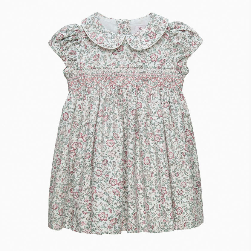 Baby Arabella Floral Smocked Dress in Pink