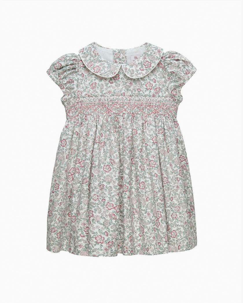 Baby Arabella Floral Smocked Dress in Pink