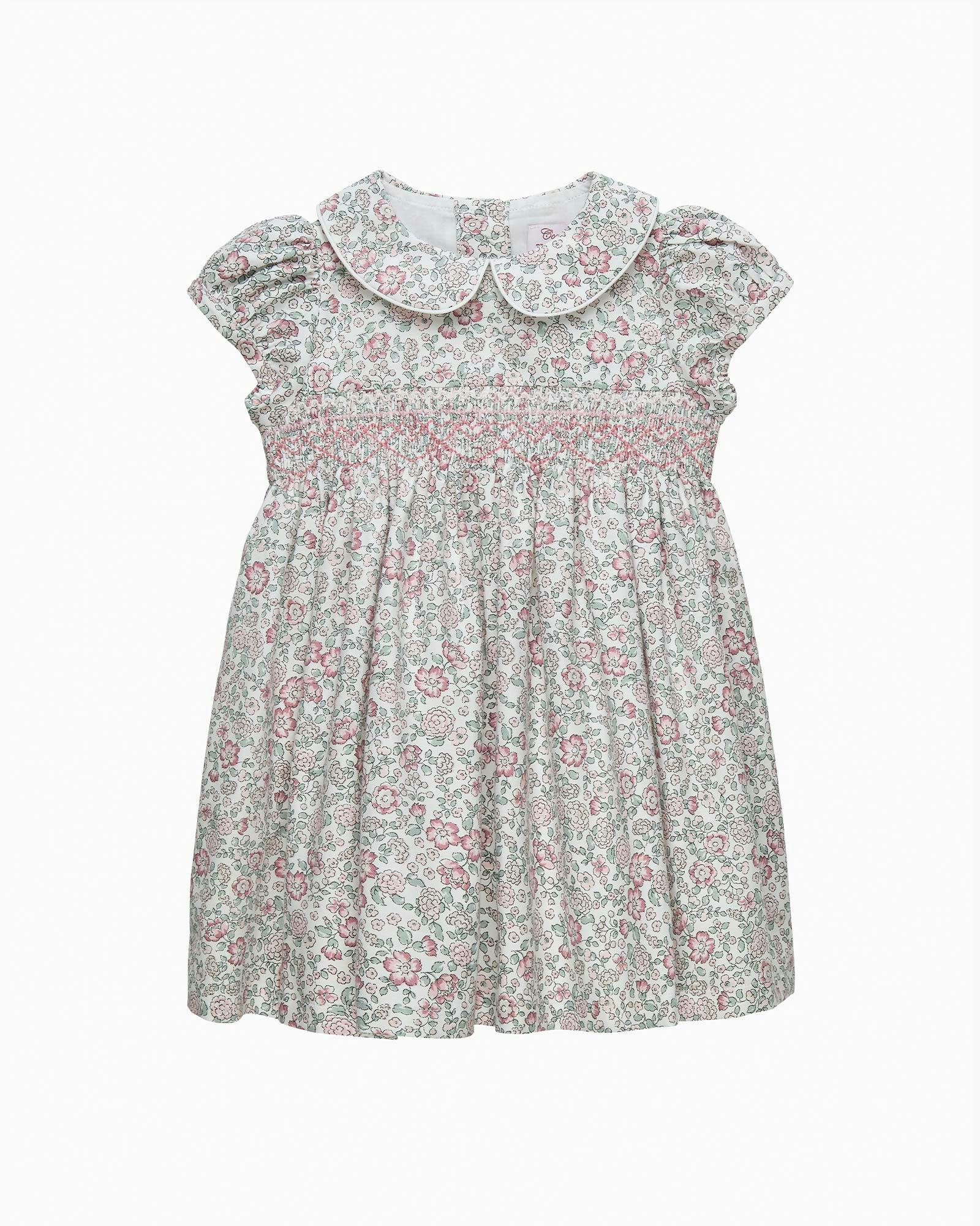 Baby Arabella Floral Smocked Dress in Pink