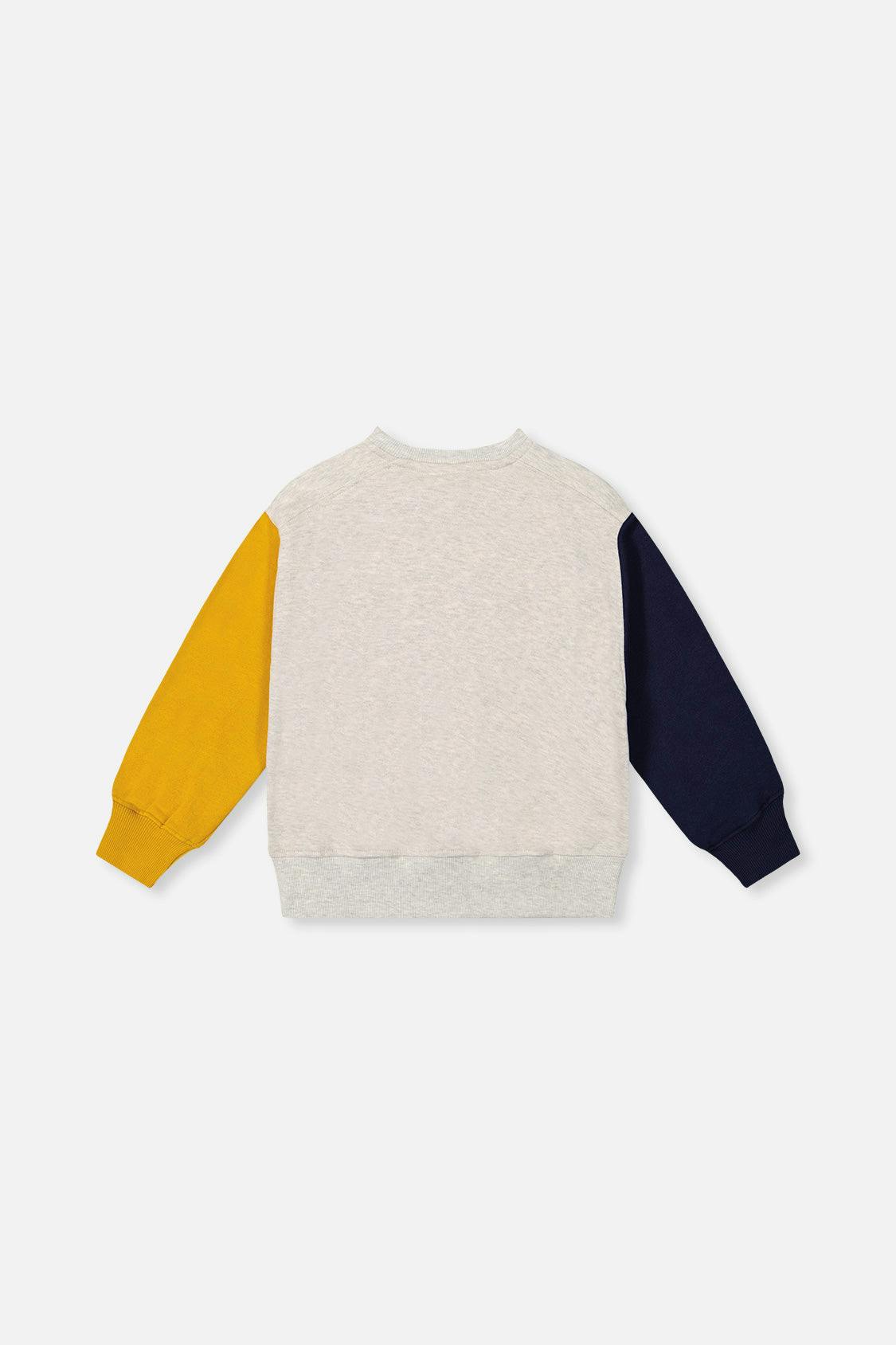 Fleece Sweatshirt Heather Grey, Yellow And Blue
