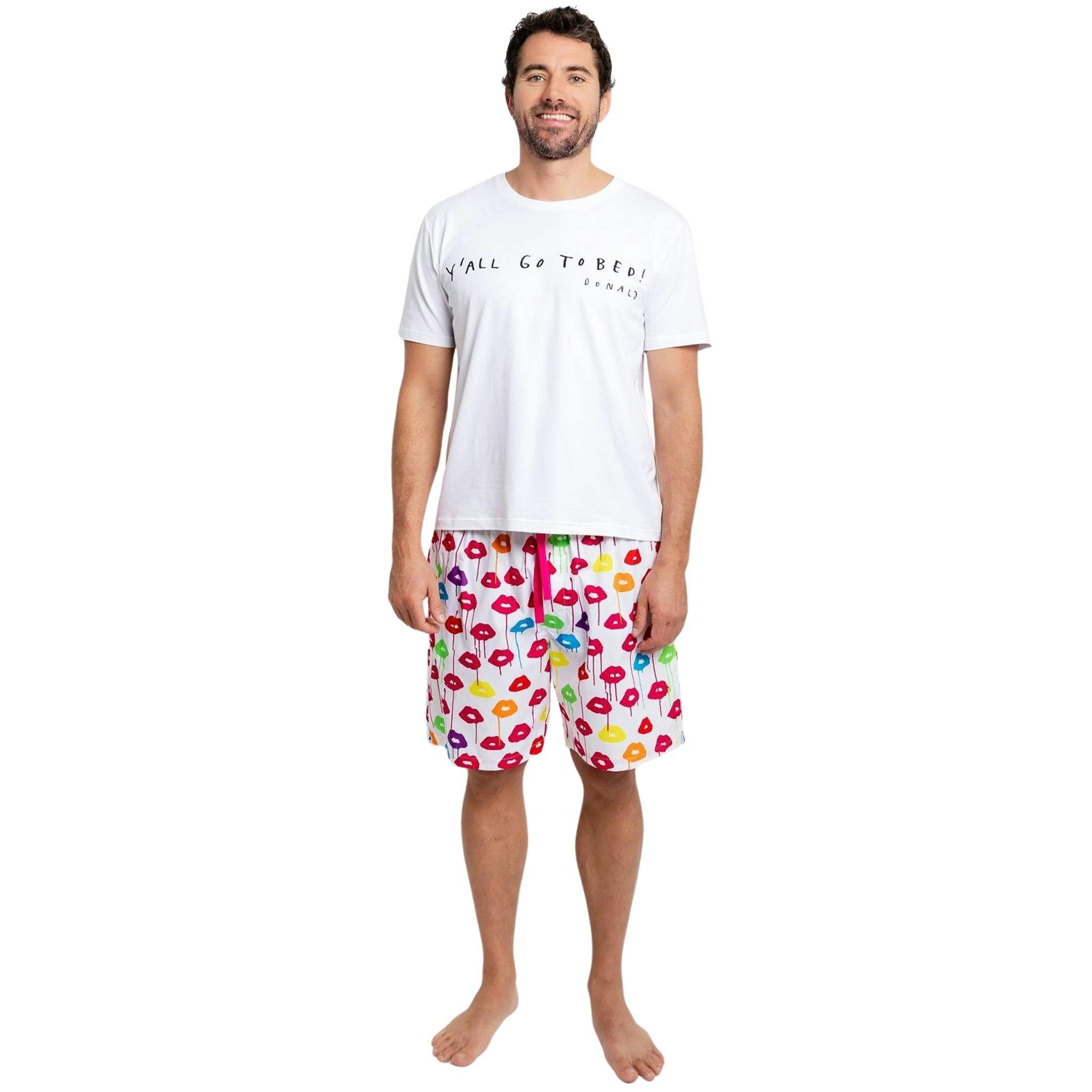 Men's Drawbertson Drippy Lips Sleep Shorts - Organic Cotton Poplin