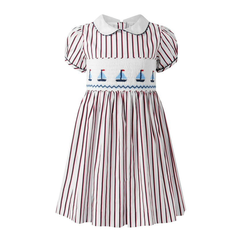 Sailboat Smocked Stripe Dress