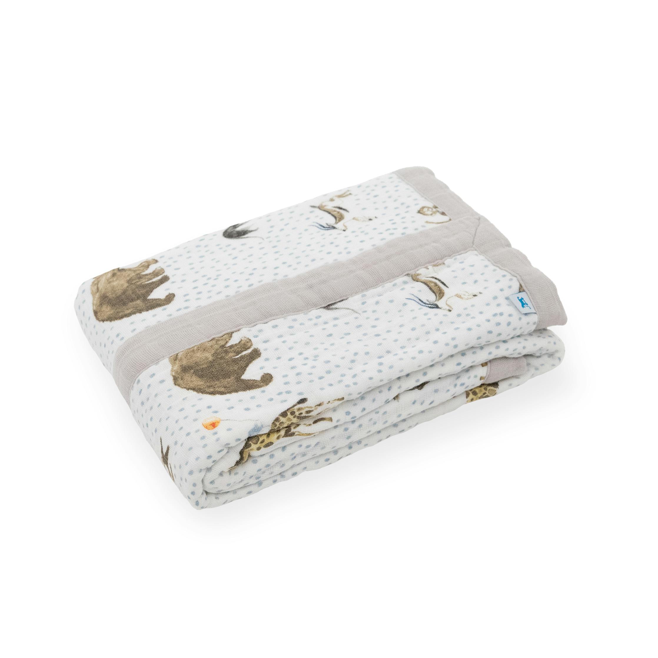 Cotton Muslin Baby Quilt - Party Animals