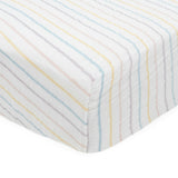 Cotton Muslin Crib Sheet - Unicorn Stripe