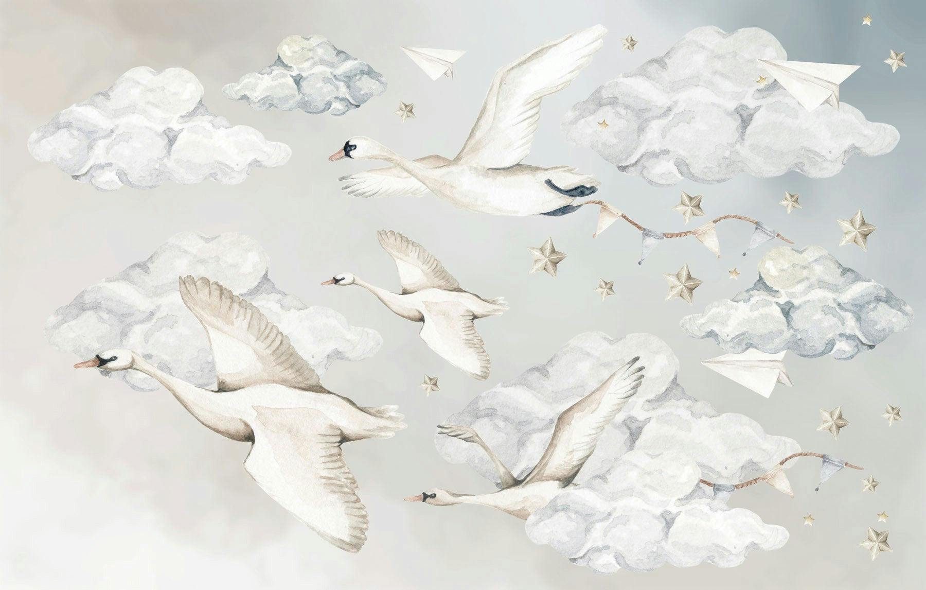 Swans Magic Is Everywhere Wall Decal Set