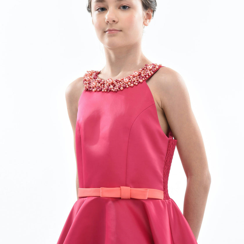 Fuchsia Cardona Pearl Halter Dress