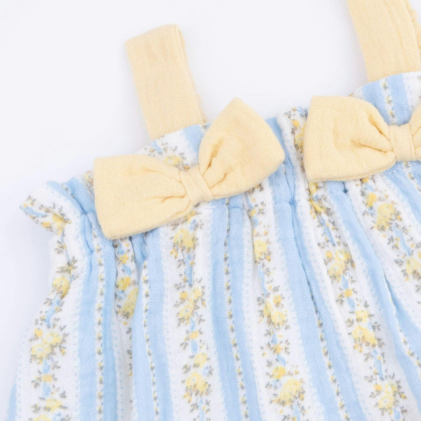 Odalys Floral Stripe - Top with Bows and Ruffle Leg Bloomer