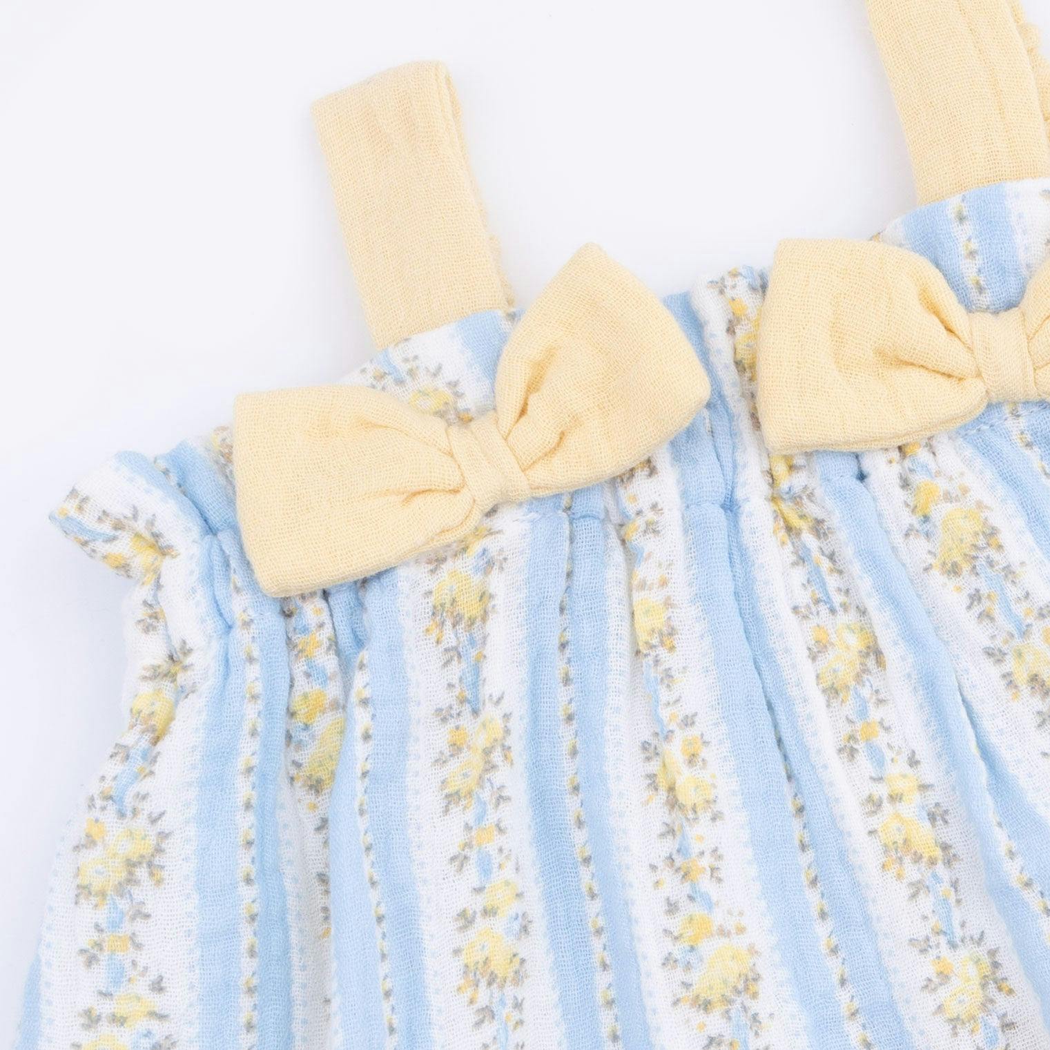 Odalys Floral Stripe - Top with Bows and Ruffle Leg Bloomer