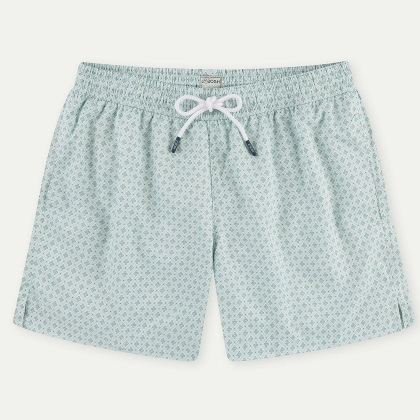 Pale Green Geo Men's Swim Shorts