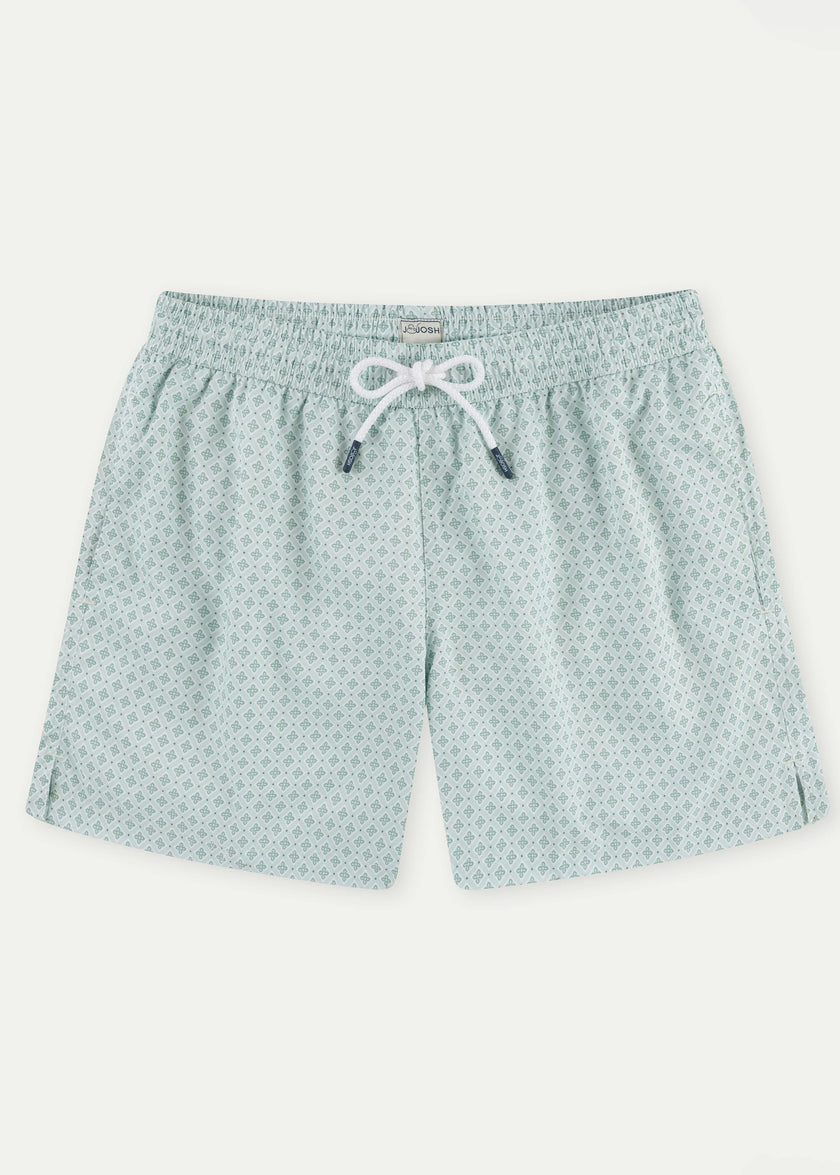 Pale Green Geo Men's Swim Shorts