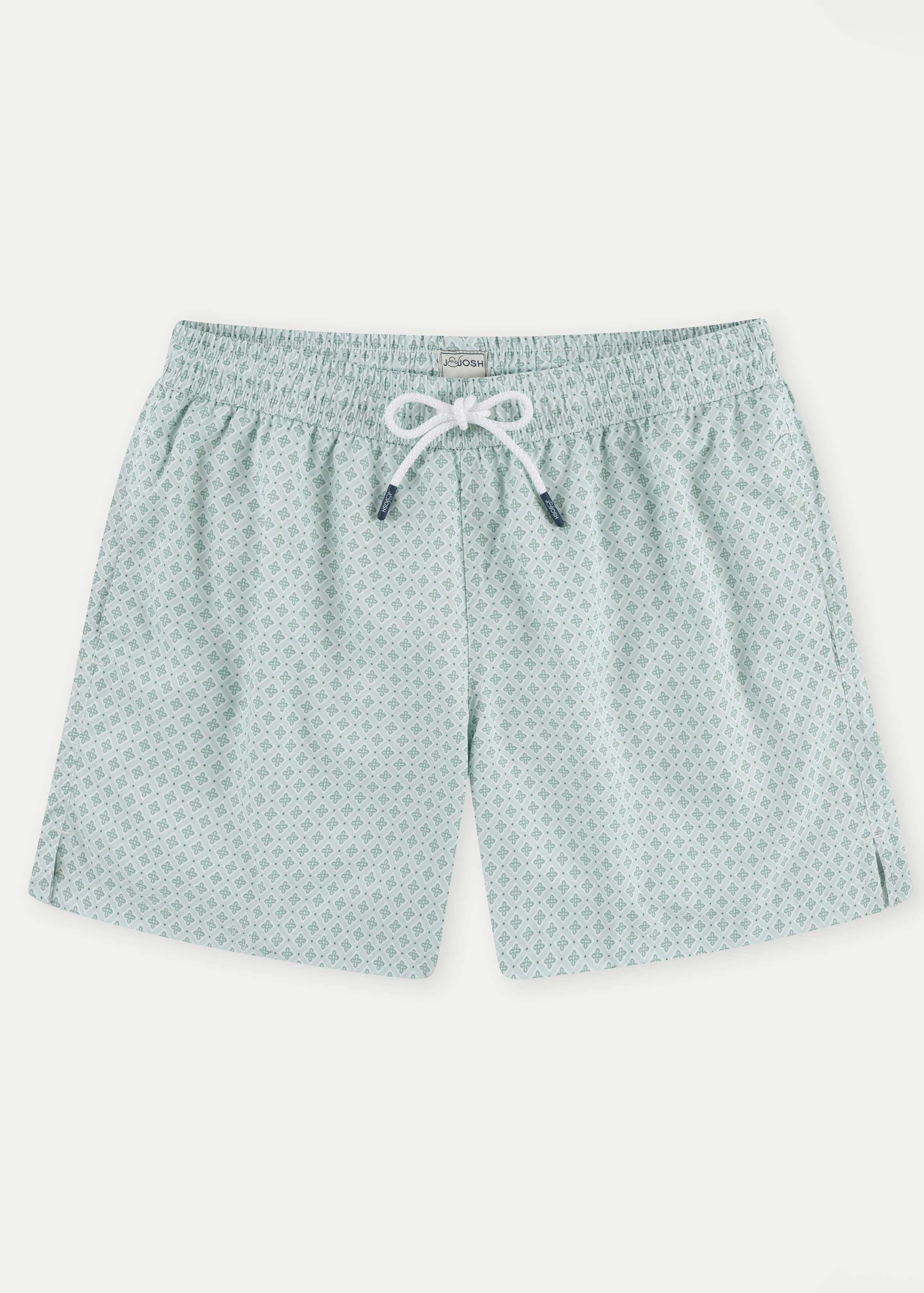 Pale Green Geo Men's Swim Shorts