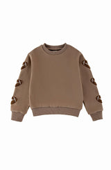 Brushed Fleece Patch Pullover Sweatshirt, Taupe Football
