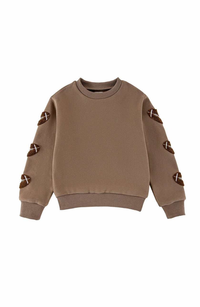 Brushed Fleece Patch Pullover Sweatshirt, Taupe Football