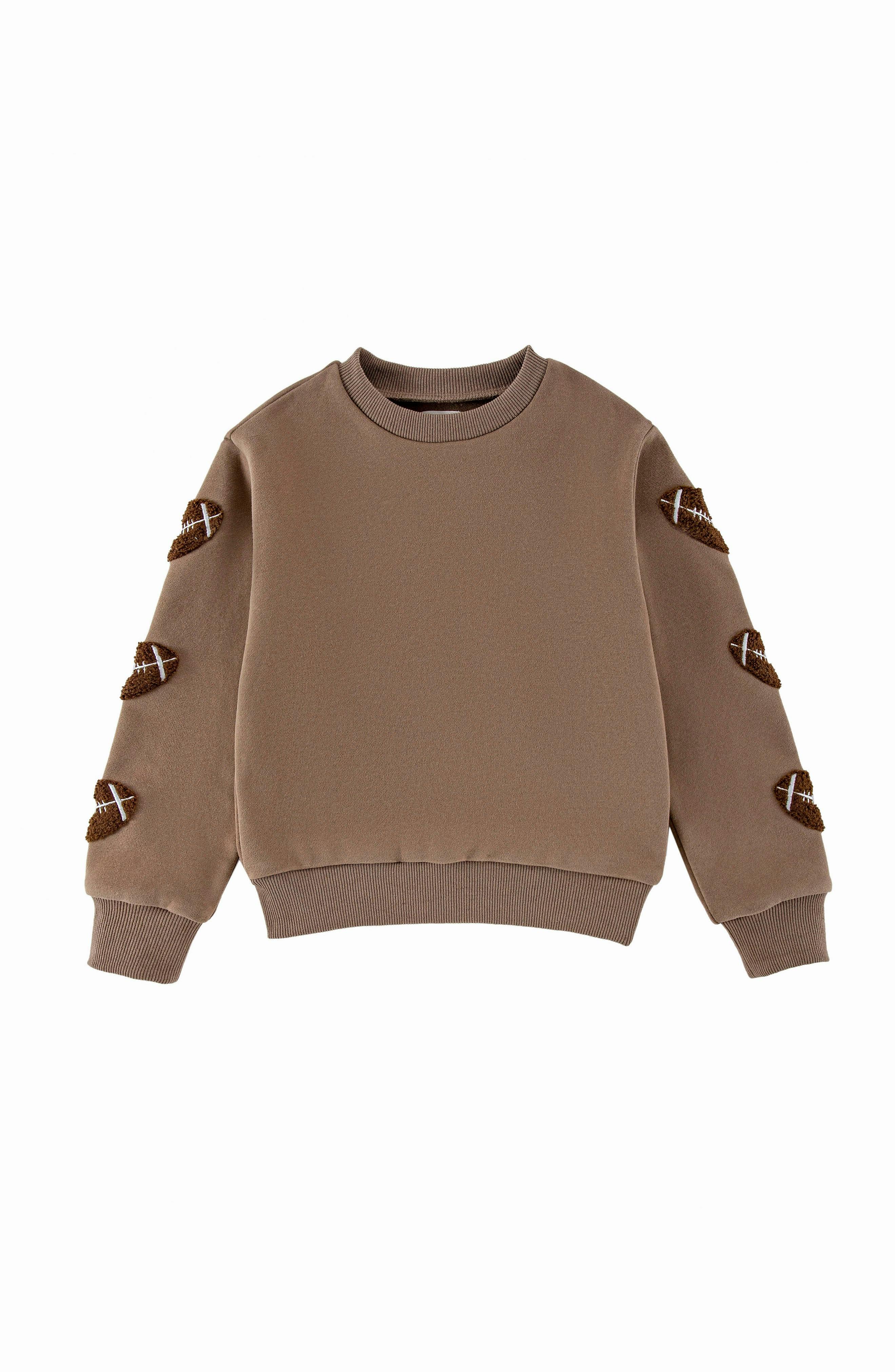 Brushed Fleece Patch Pullover Sweatshirt, Taupe Football